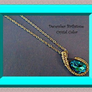 18KRP December Birthstone Color Crystal & Clear Crystal Necklace